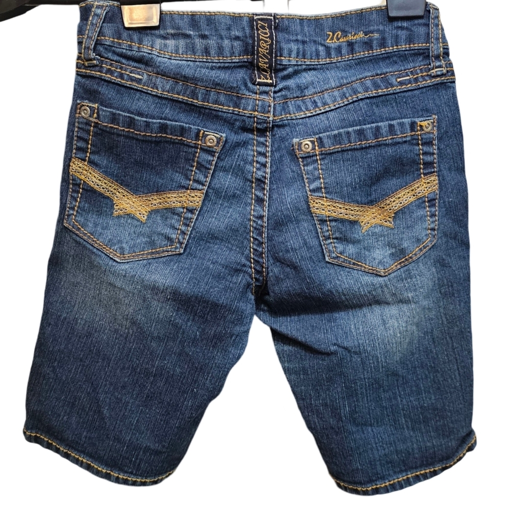 Z. Cavaricci Girls Denim Shorts Size 12 | Dark Wash Jean Bermuda Shorts - Picture 6 of 10